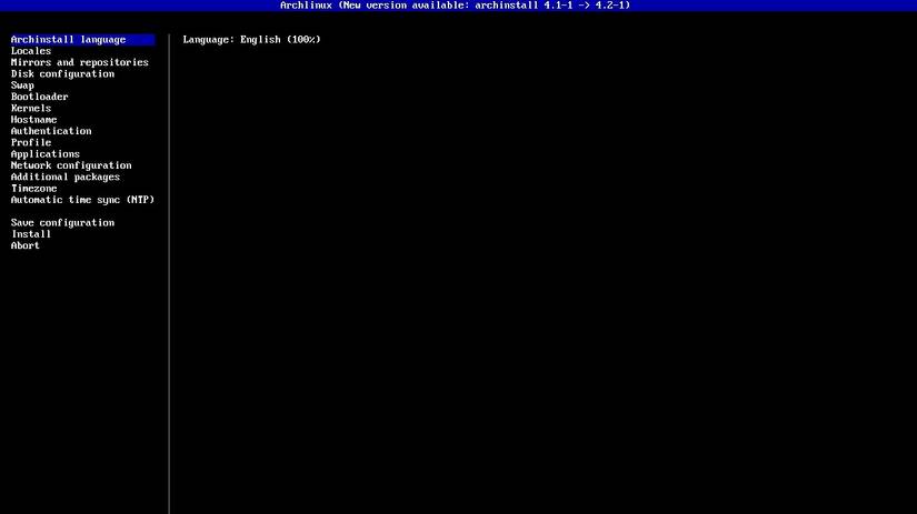 The archinstall script running in a VM.