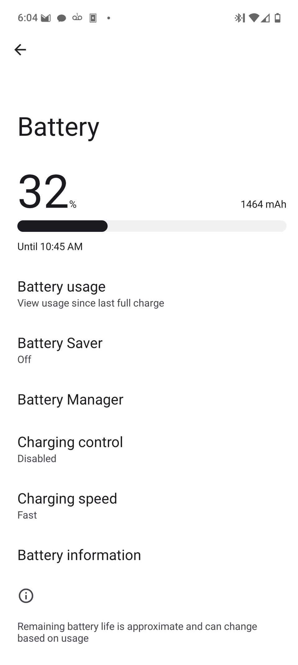 32% battery life remaining on a phone running /e/OS.