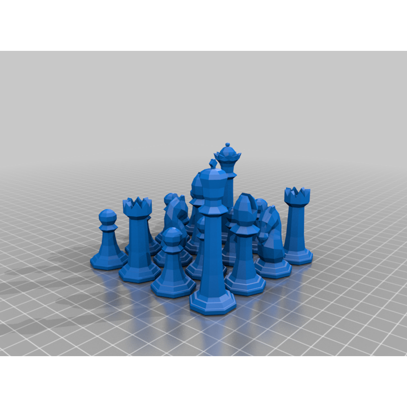 Chess pieces in a 3D model visualizer.
