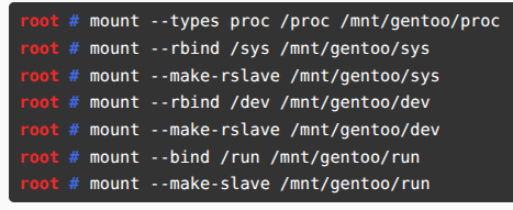 Runnig CHROOT commands in Gentoo