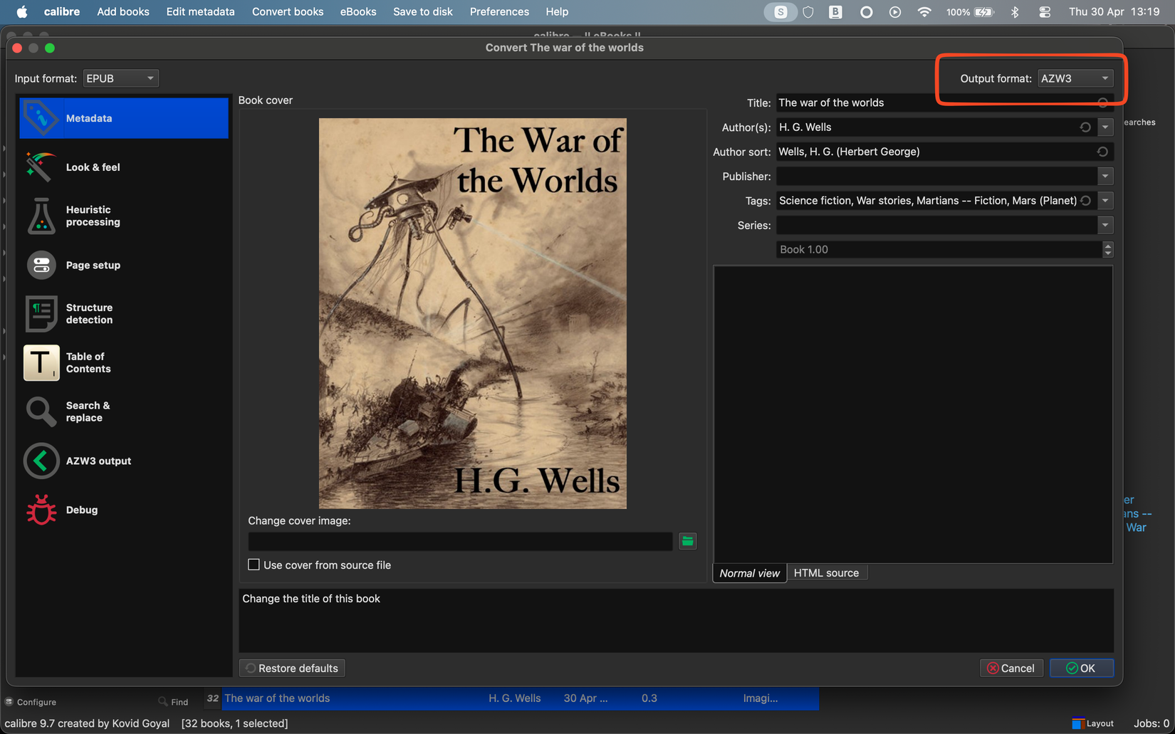 Convert ebooks in Calibre.