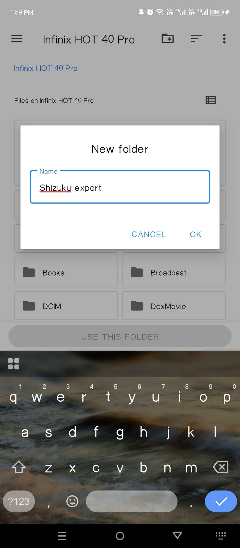 Created a new folder to export the rish files.