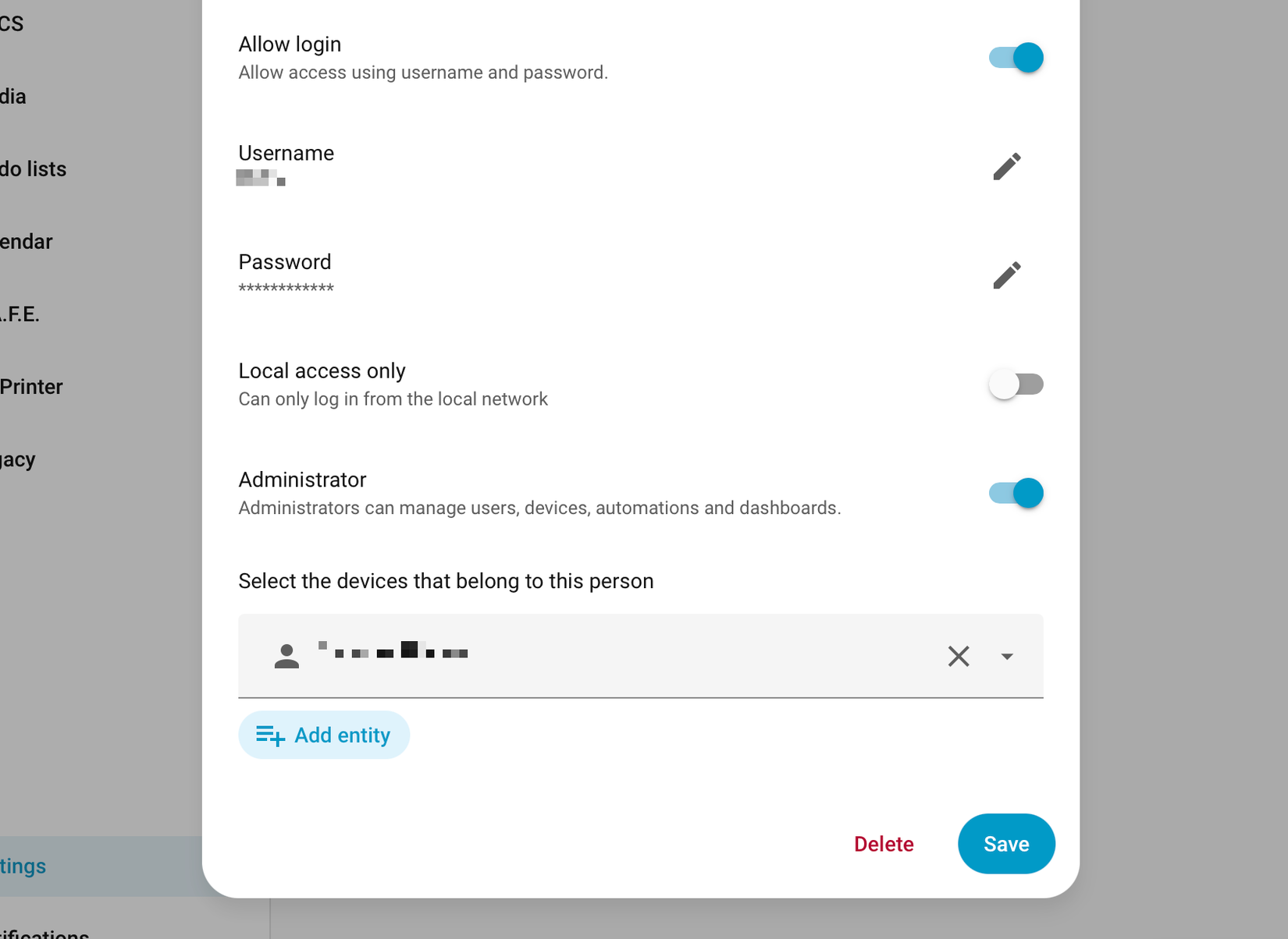 Creating a new admin user in Home Assistant.