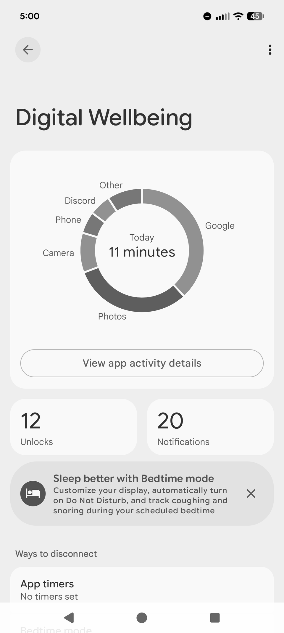 The main Digital Wellbeing app. 