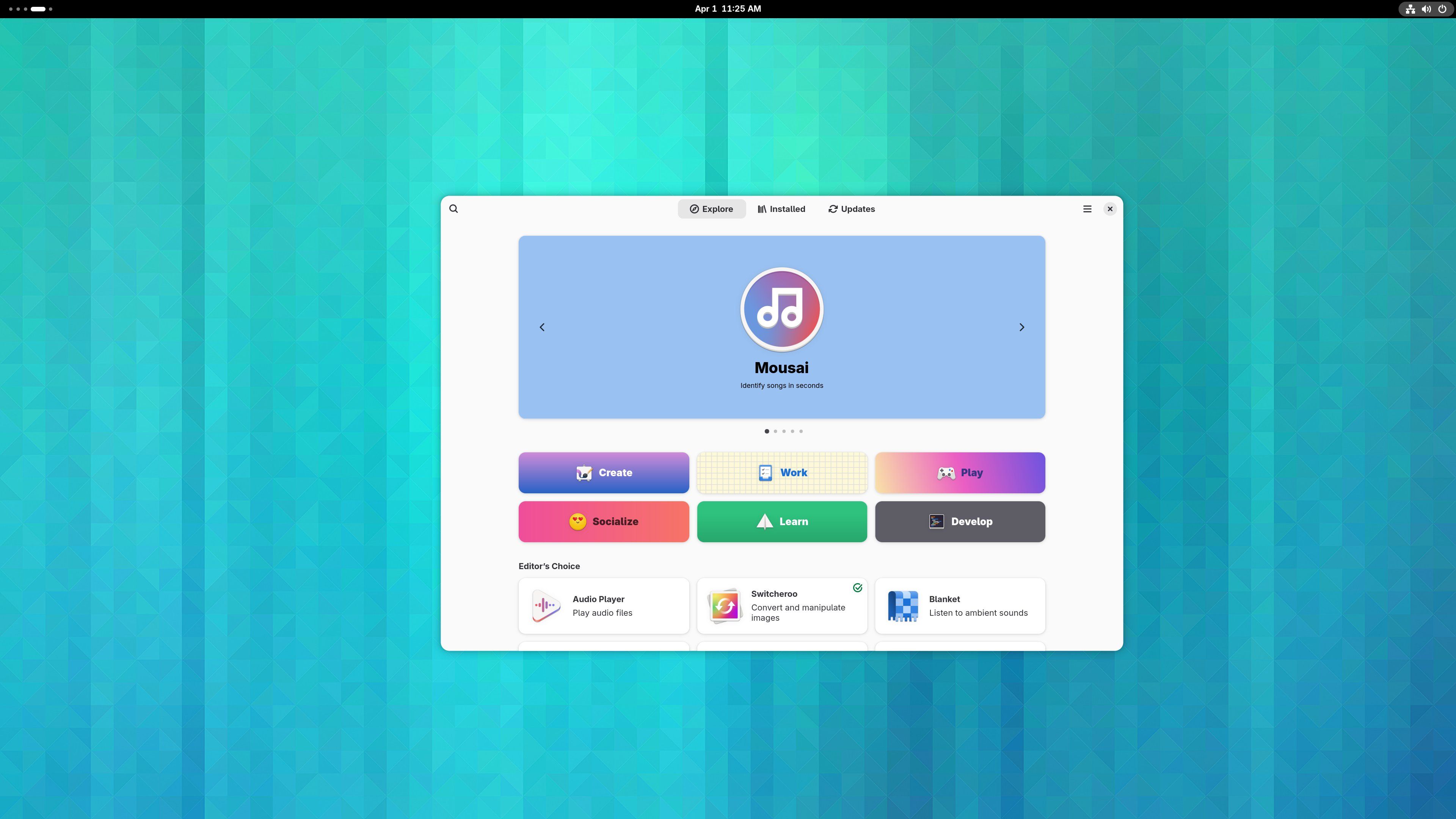 GNOME Software open on a GNOME 49 desktop.