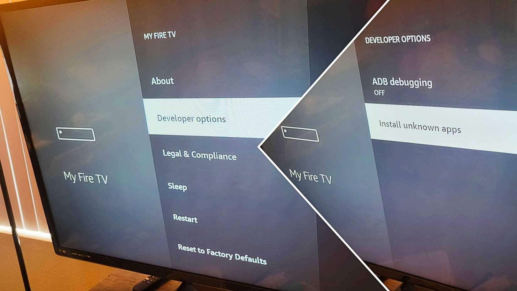 Fire TV developer settings being there