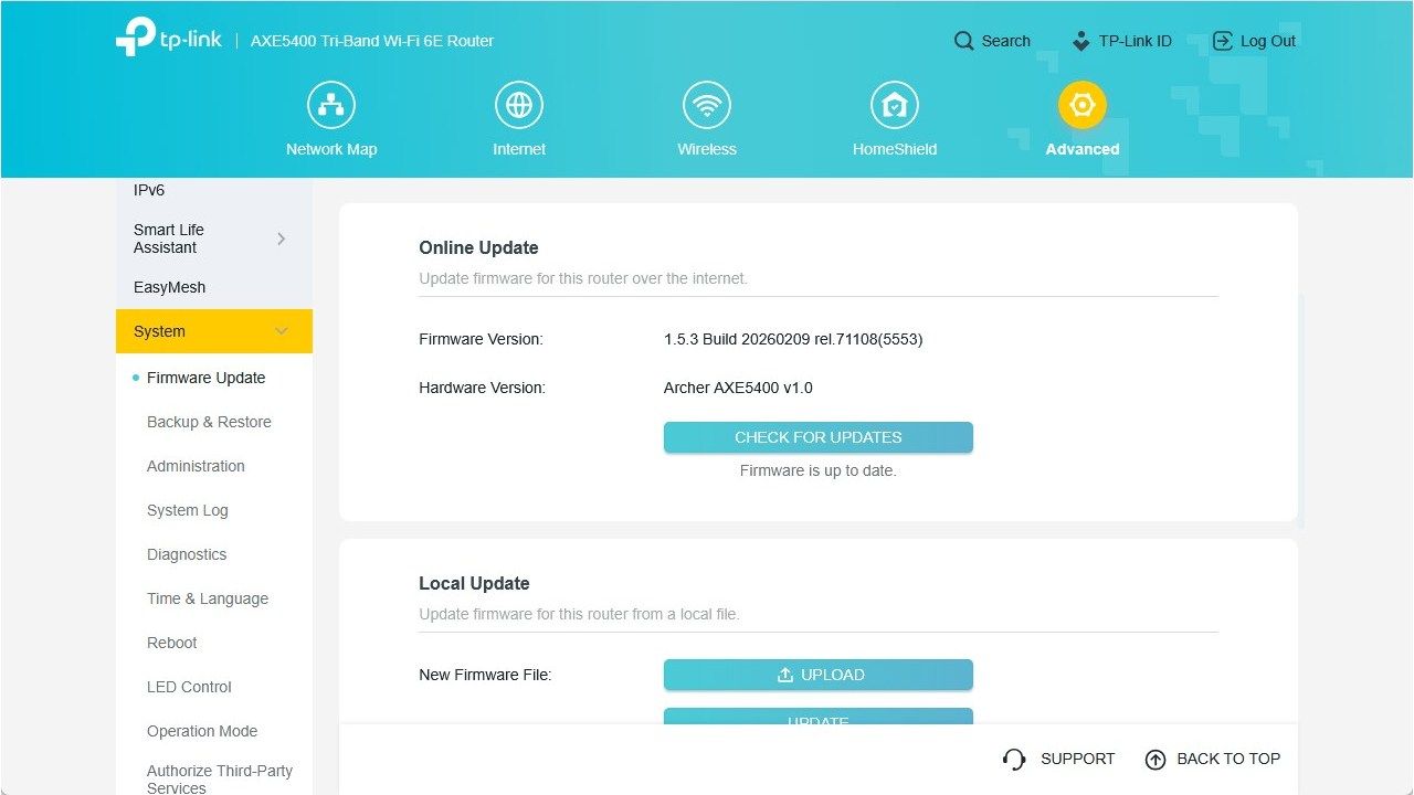 ルーターのファームウェア更新画面のイメージ