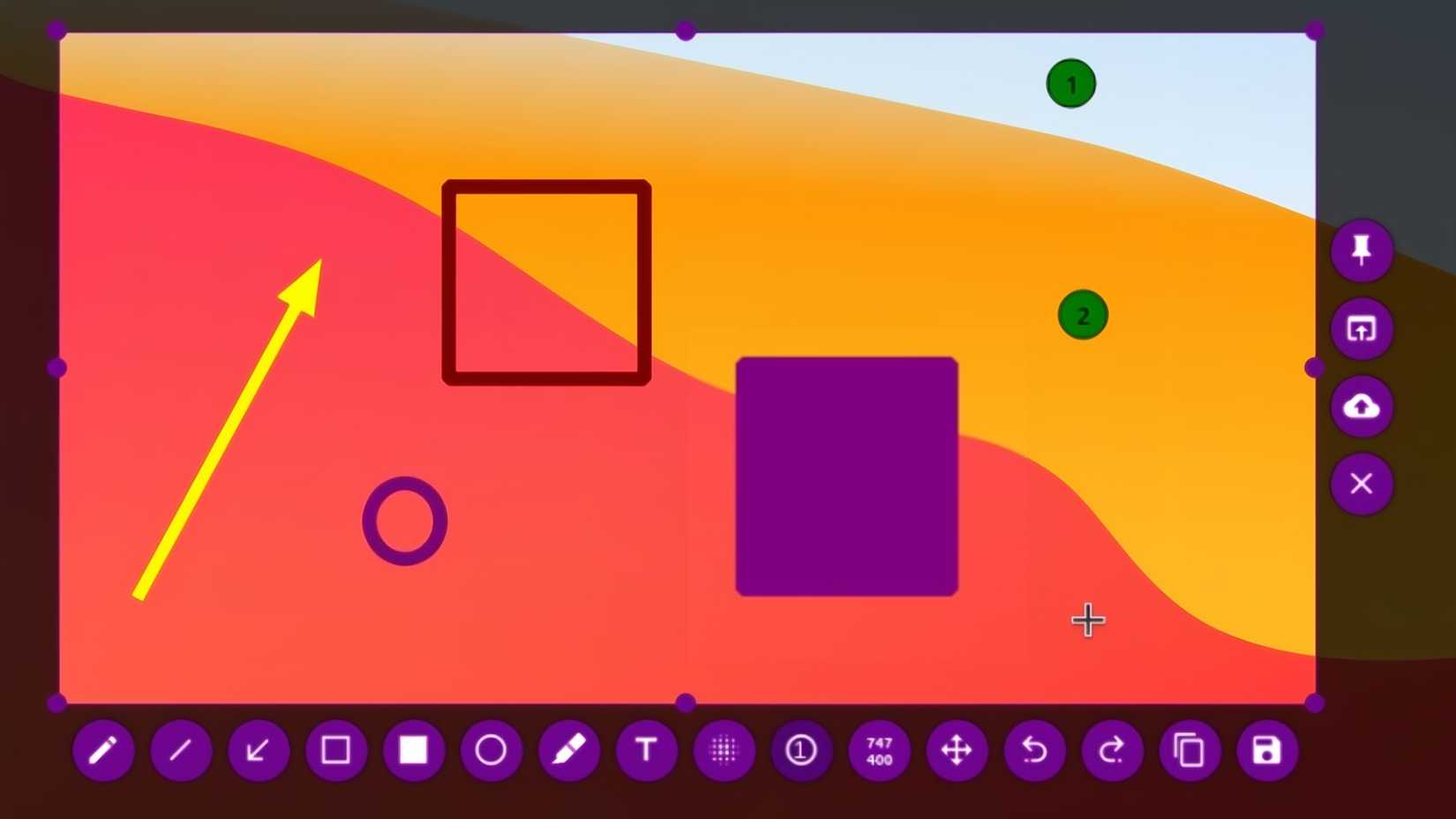Flameshot taking a screenshot of shapes