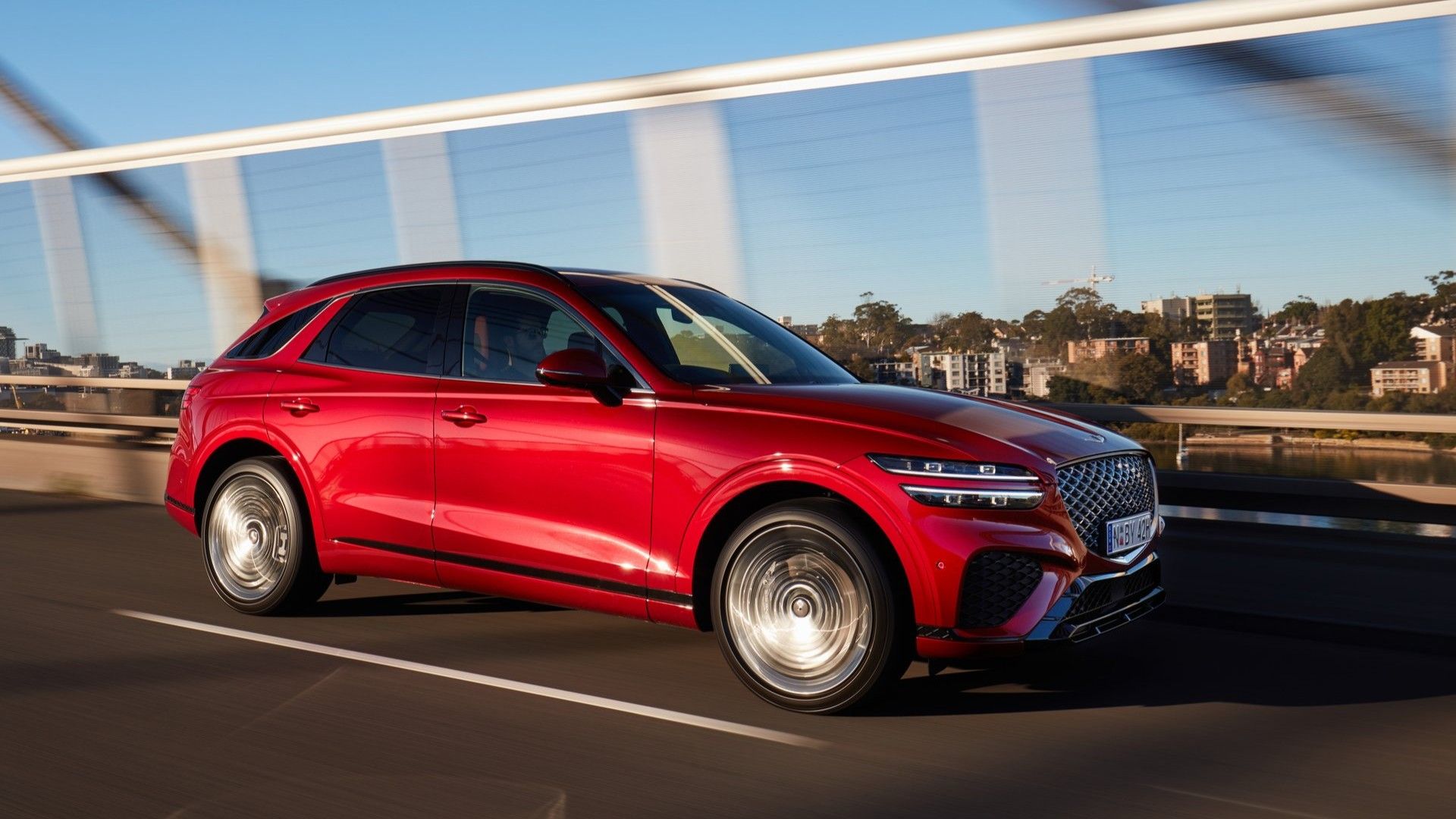 Front 3/4 shot of a 2021 Genesis GV70 