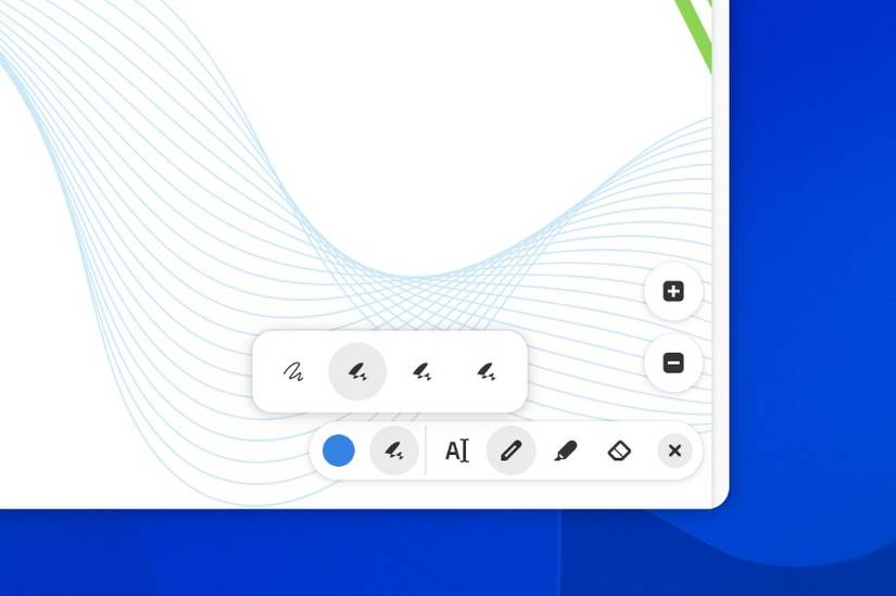 Selecting the pencil size in the GNOME Document Viewer.