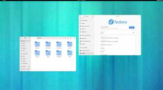 Two apps open side by side in Fedora Silverblue 43.