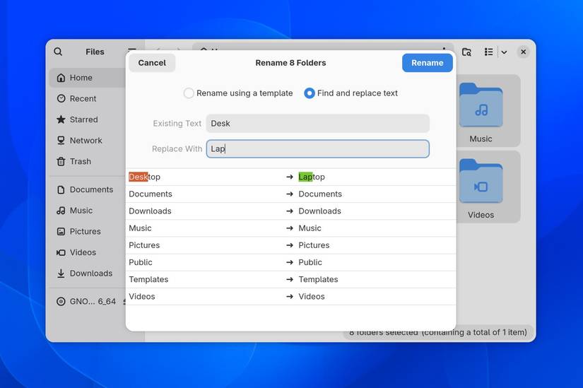 Finding and replacing text in GNOME Files.
