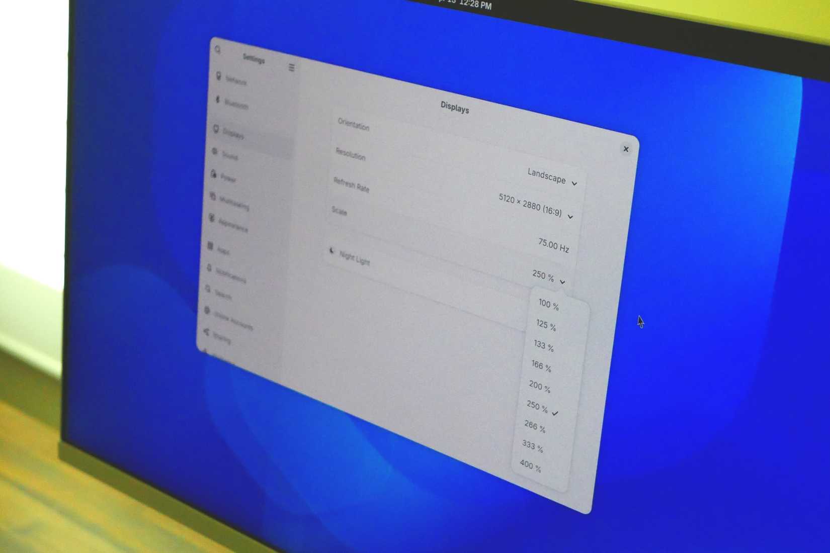 Fractional scaling on a computer running GNOME 50.