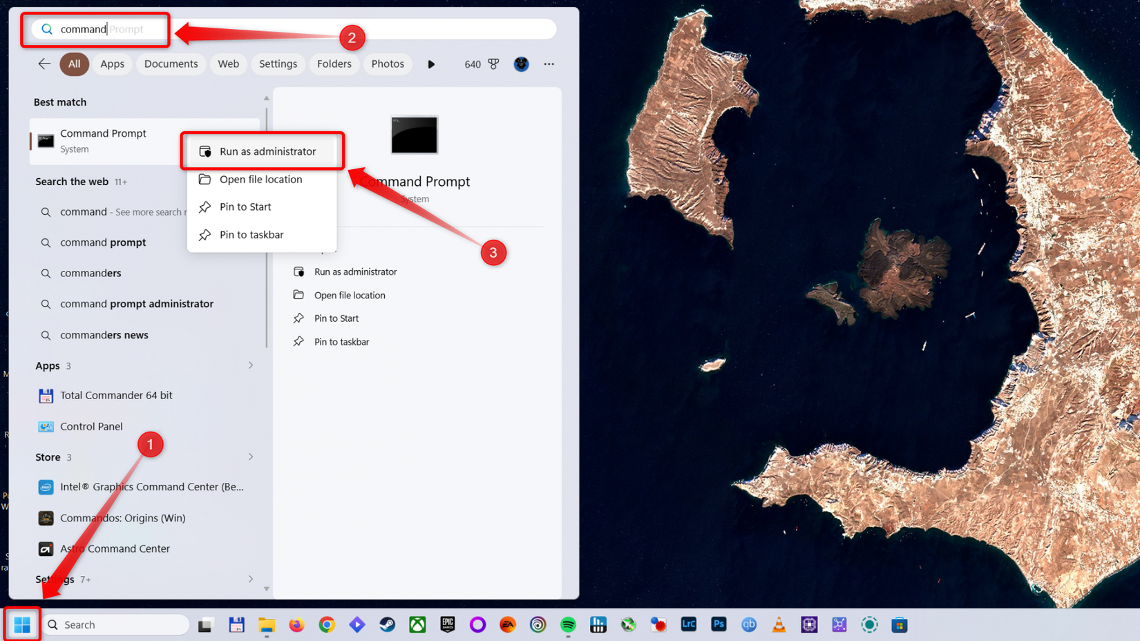 Opening the Windows Command Prompt. 