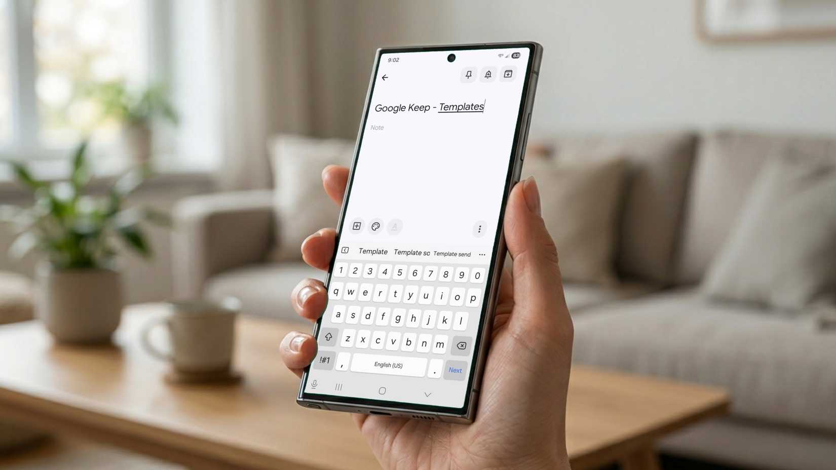 Google Keep app open on a Samsung device.