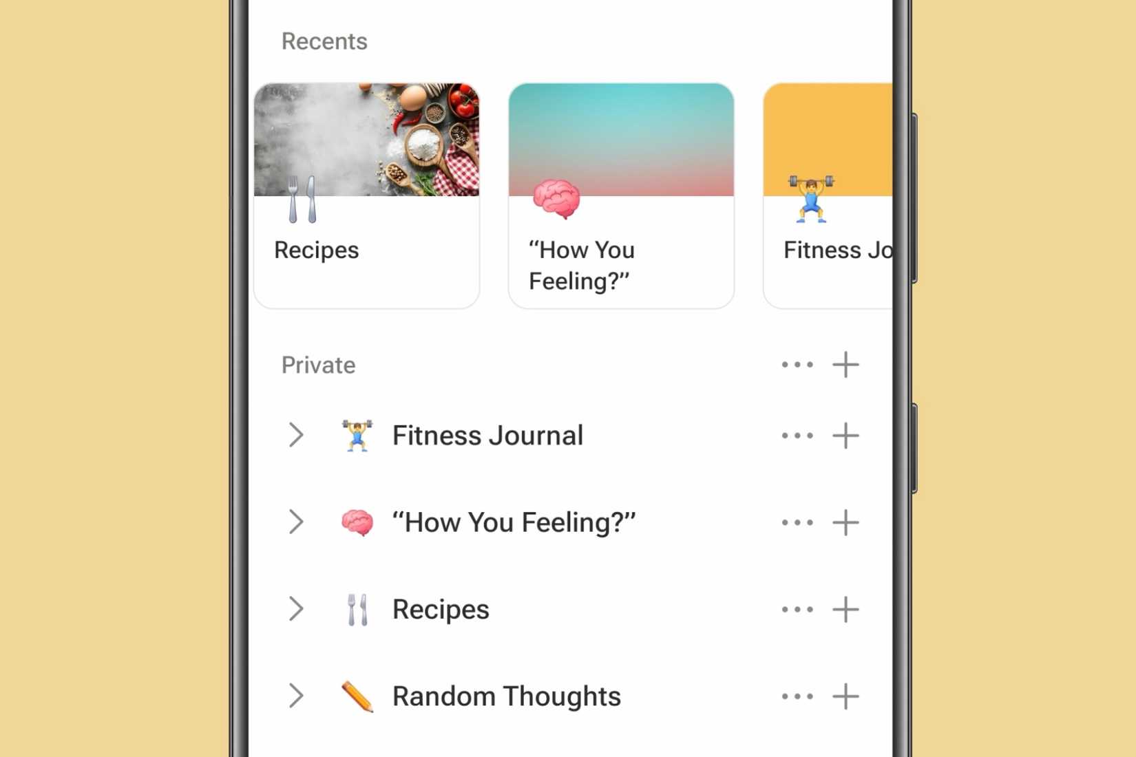 Icons and cover photos used for notes in the Notion app on a Samsung device.