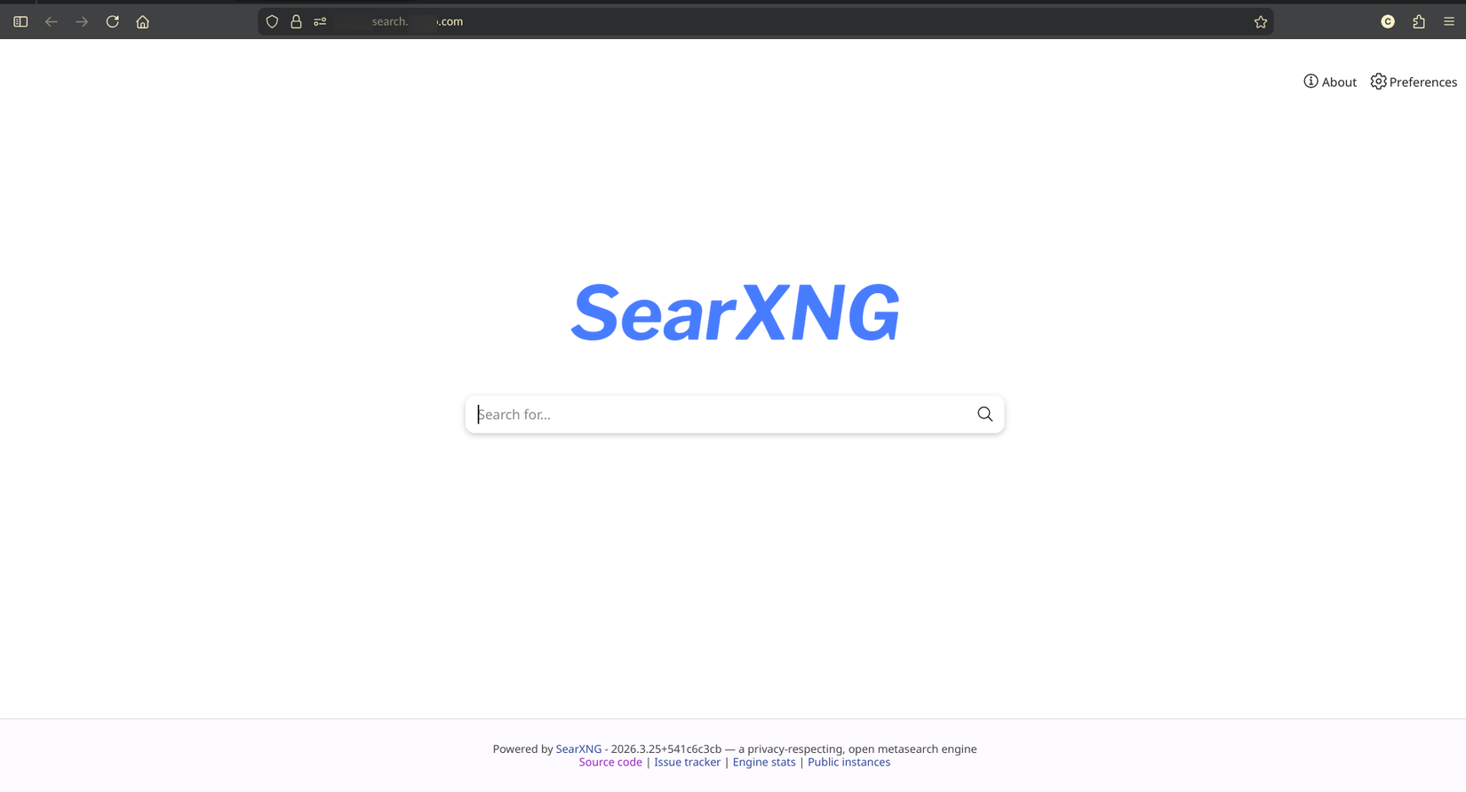 A SearXNG instance running on  my home server.