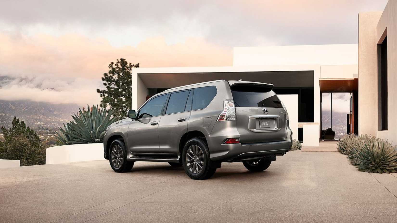 Static rear 3/4 shot of a gray 2020 Lexus GX 460.