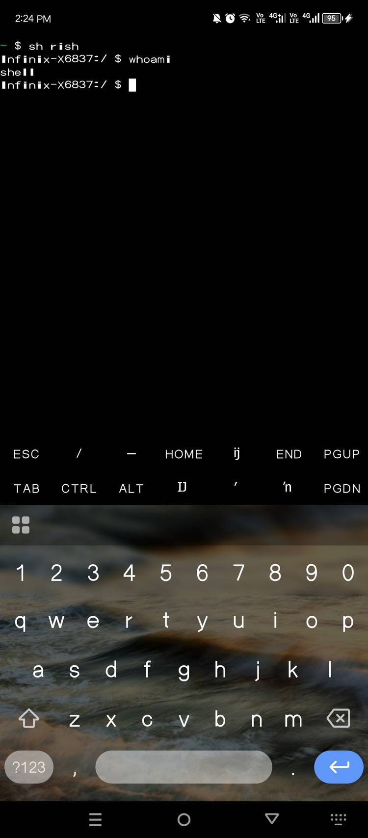 Loaded the adb shell inside Termux.
