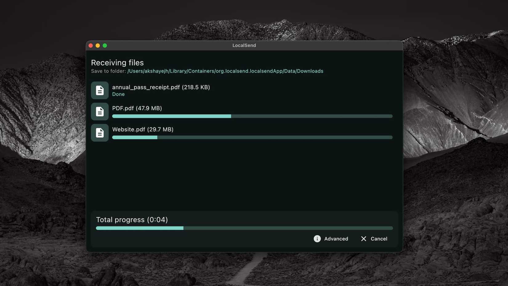 Localsend downloading files