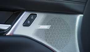Close of of a Bose speaker in the door of a 2019 Mazda 3