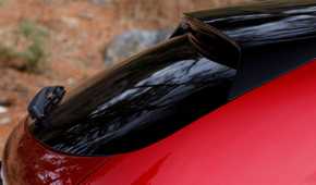 Close up of the rear spoiler on a 2019 Mazda 3