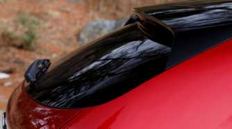 Close up of the rear spoiler on a 2019 Mazda 3