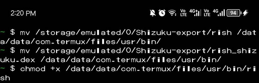 Moving the exported files into Termux.