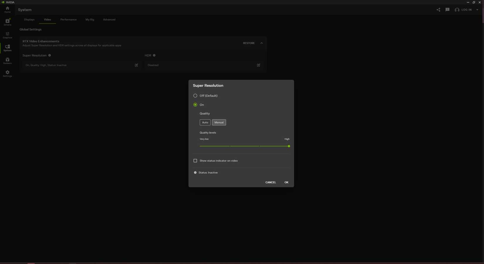 A screenshot from Nvidia App