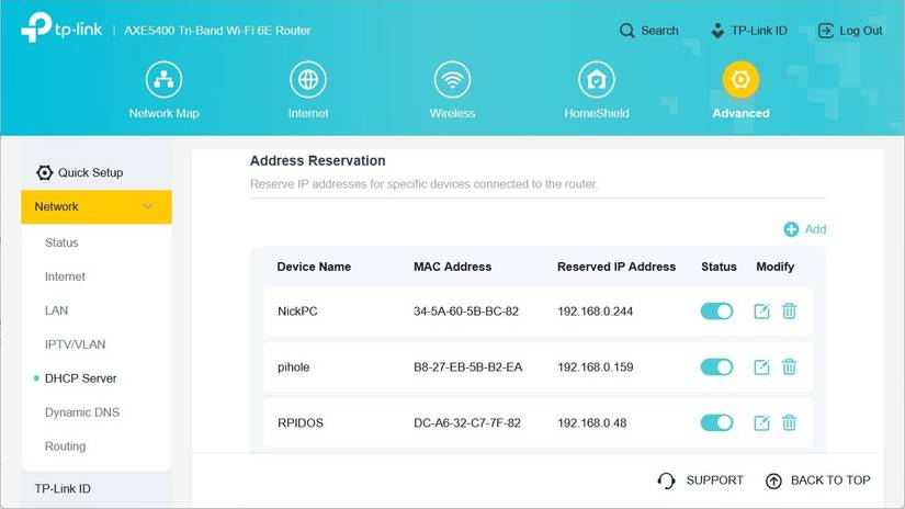 Reserving an IP address for a Pi-hole. 