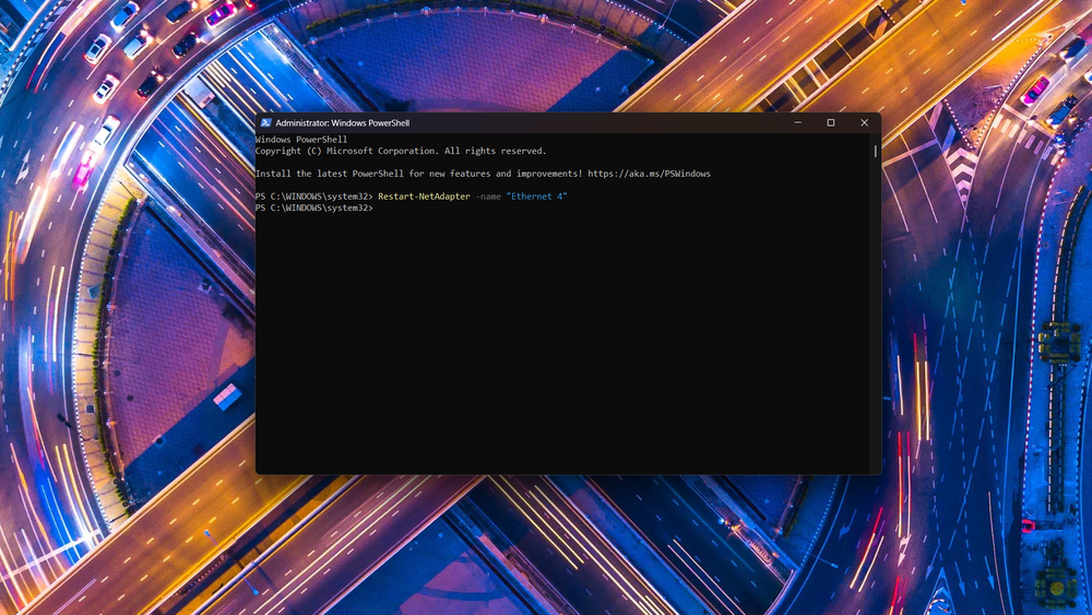 Restarting a network adapter through PowerShell