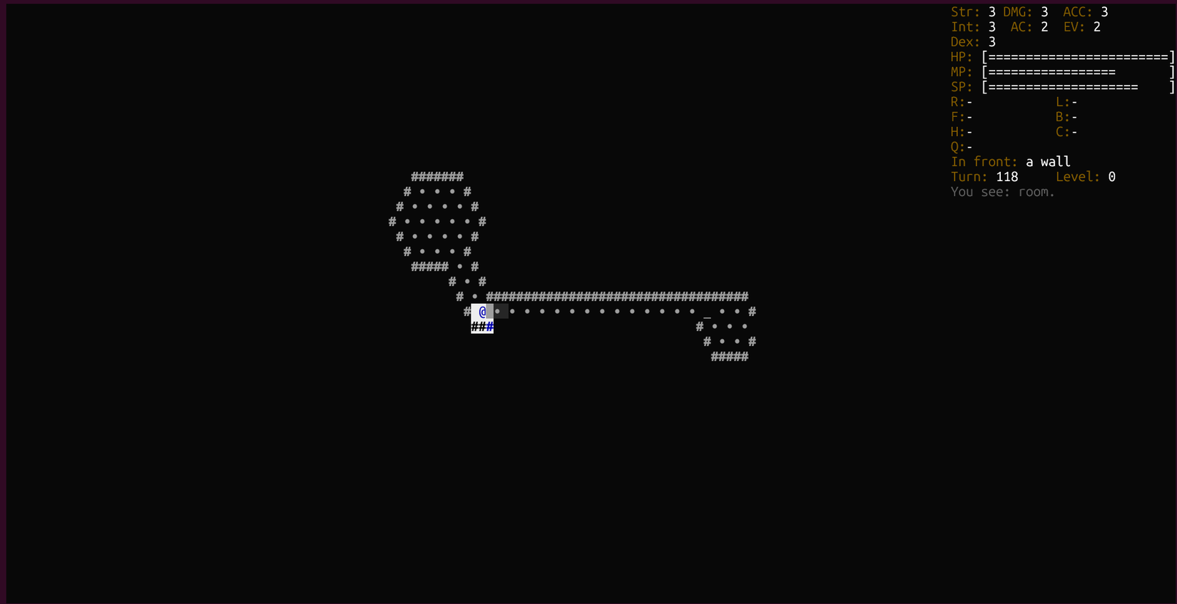 rhex gameplay in the terminal.