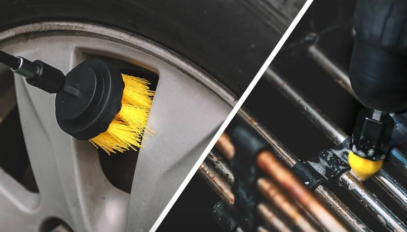 Drill brush cleaning kit attachments