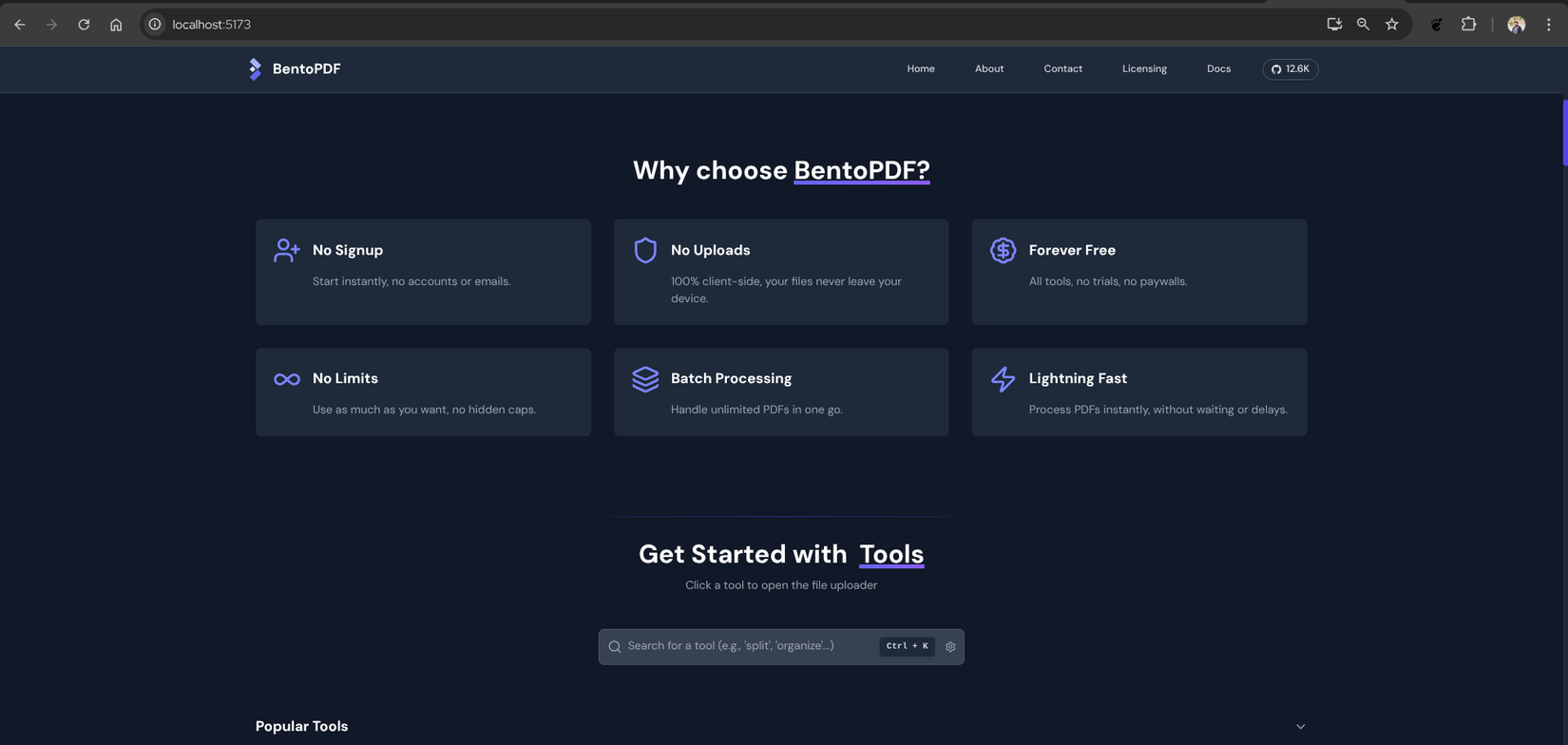 screenshot of Bento PDF user interface