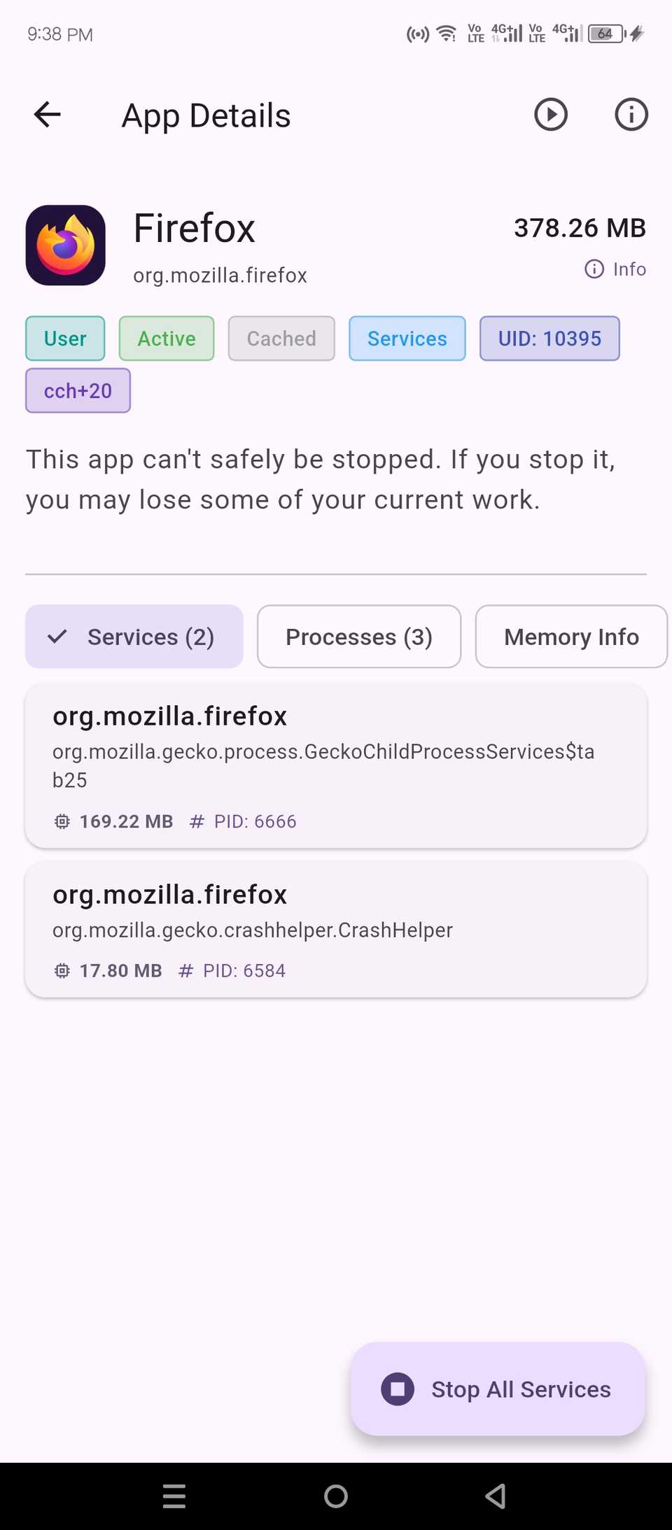 Services and processes details.