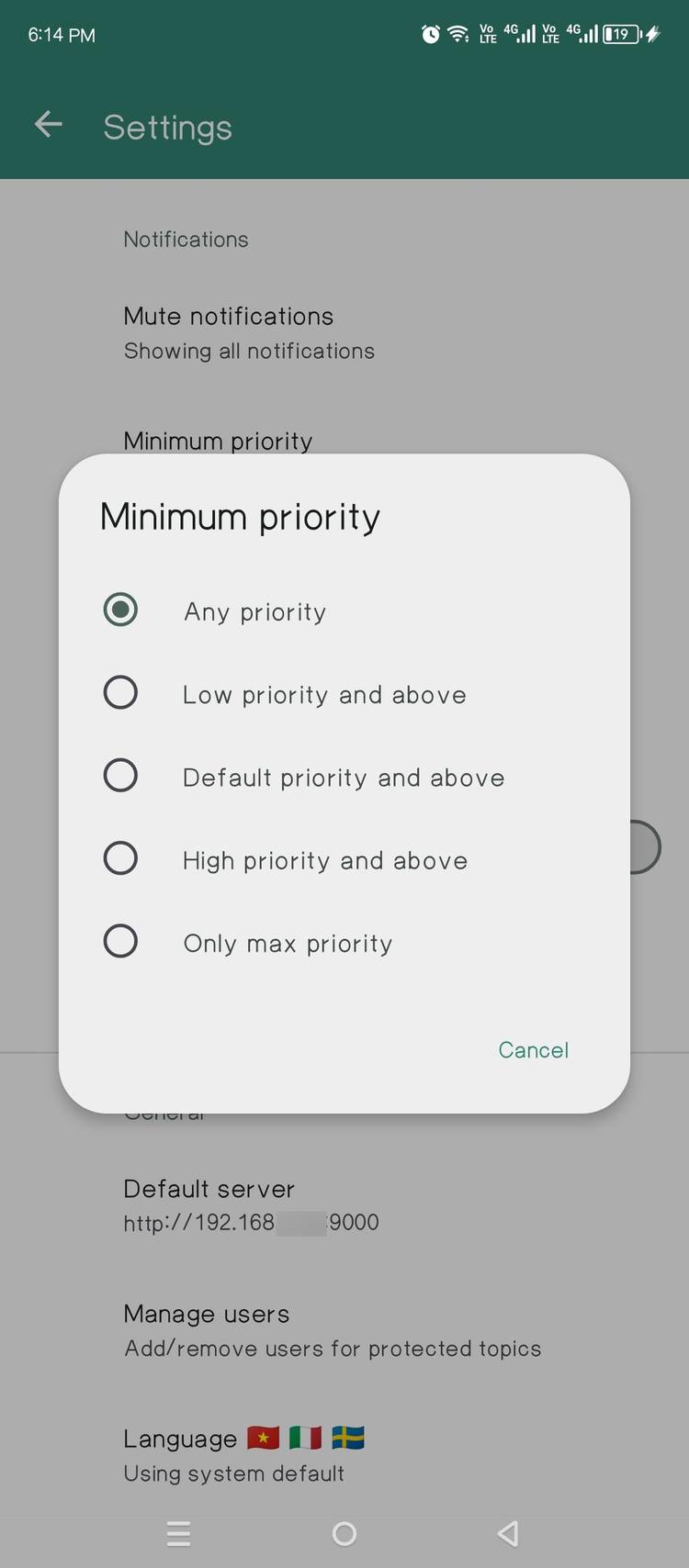 Setting notification priority in Ntfy.