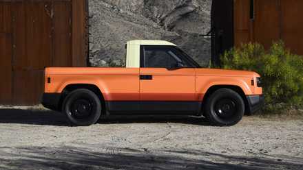 Slate Auto modular electric pickup truck in orange