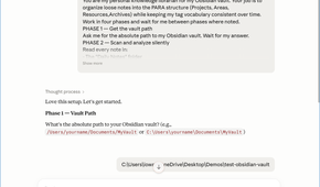 Using Claude to organize Obsidian Vault.