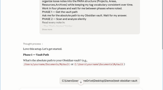 Using Claude to organize Obsidian Vault.