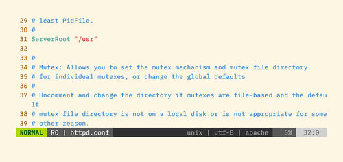 Lightline's clean default appearance