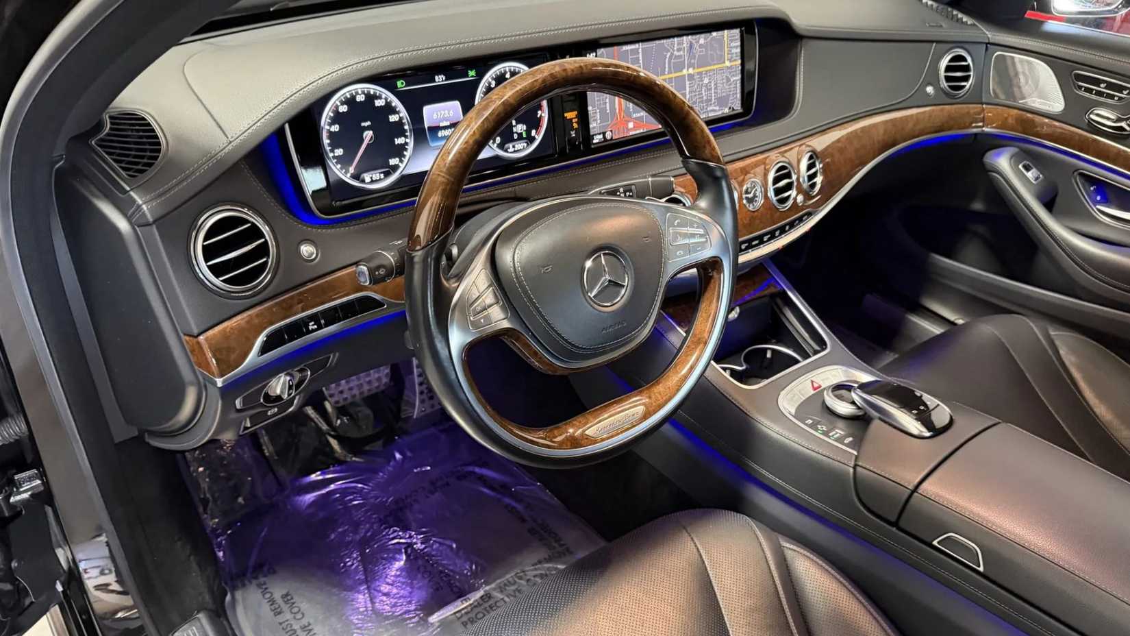 Shot of the dashboard inside the cabin of a 2015 Mercedes-Benz S550.