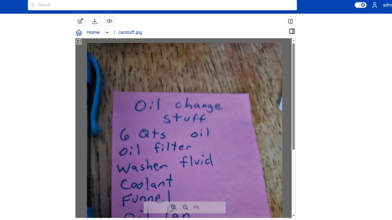 A handwritten note being stored in Papermerge.