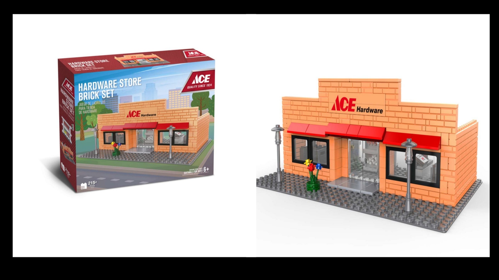 Knock-off lego sets of an Ace Hardware store