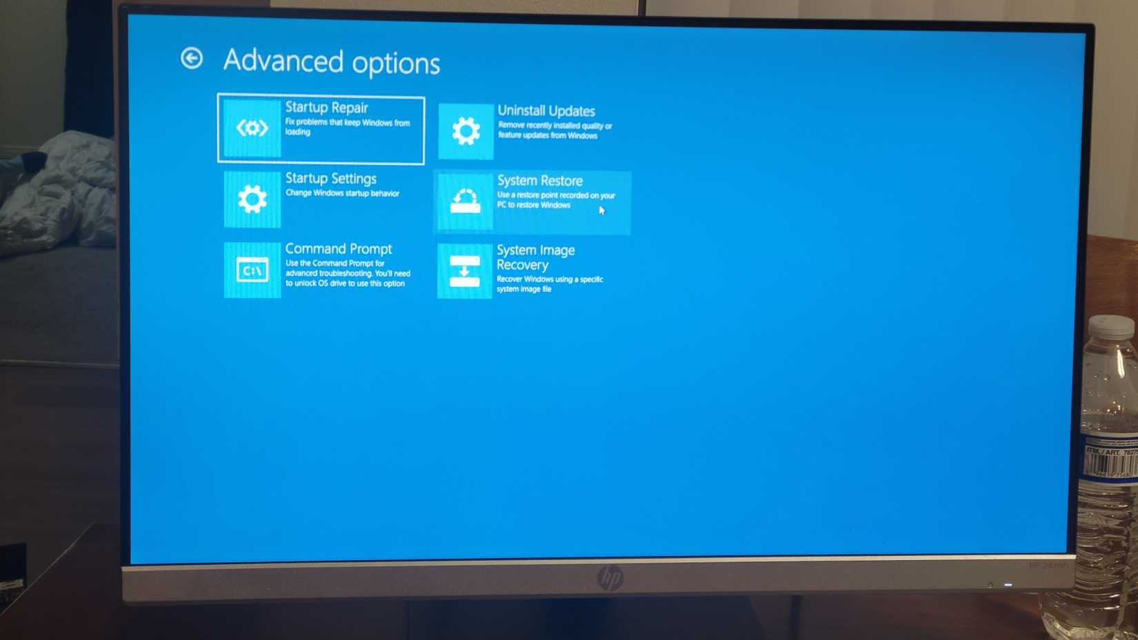 Advanced options in a Windows PC