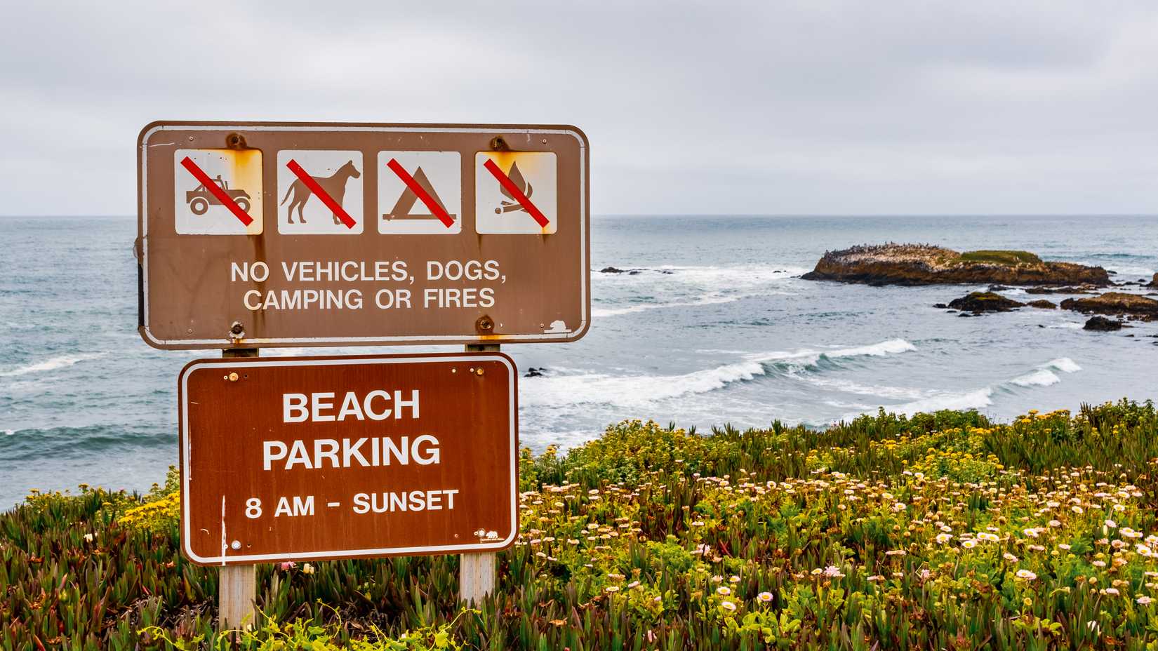 Beach rules sign