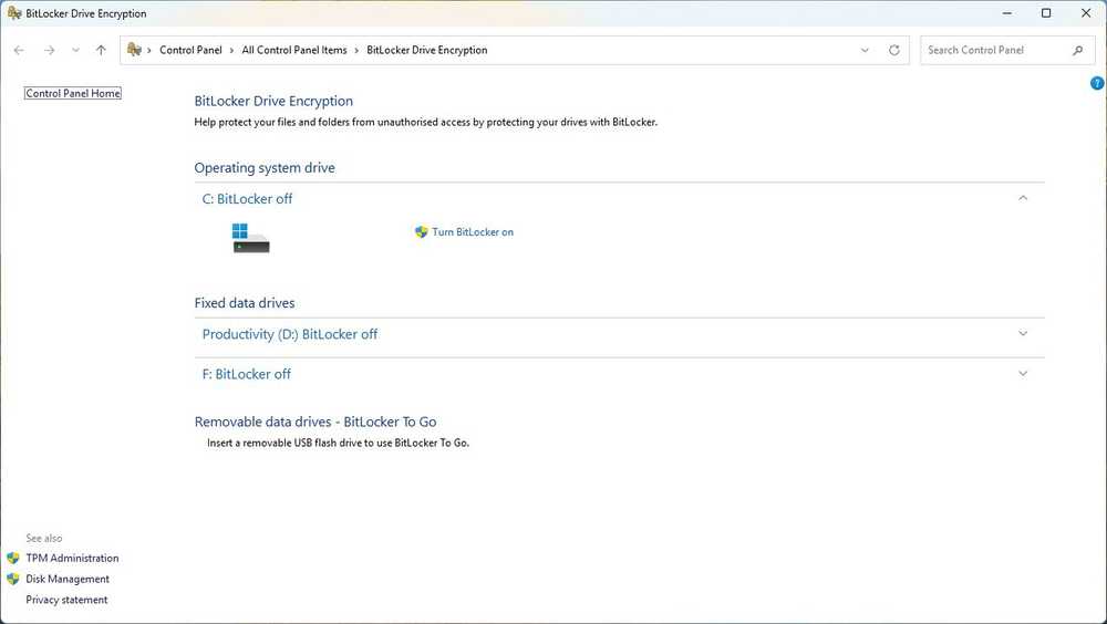 BitLocker encryption protects your data even if your device is physically stolen