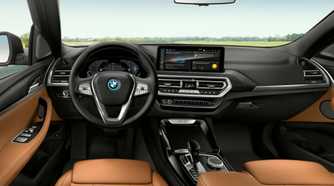 Shot of the dashboard inside the cabin of a 2022 BMW X3.