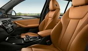 Shot of the leather interior inside the cabin of a 2022 BMW X3.