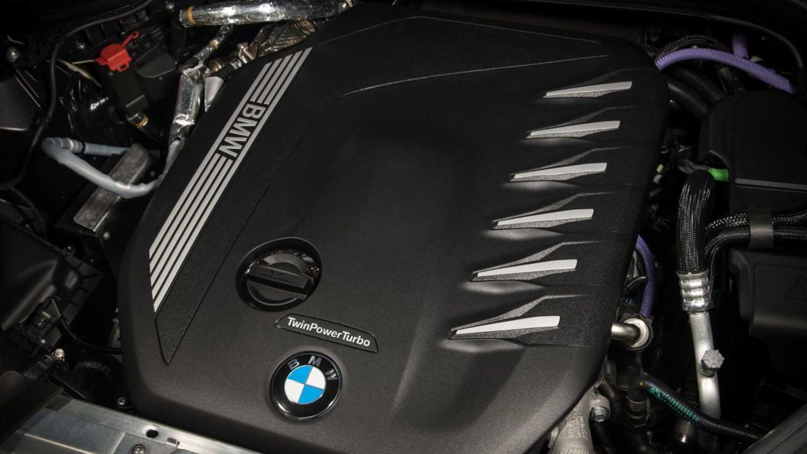 Shot of the engine under the hood of a 2022 BMW X3.