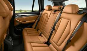 Shot of the rear seats inside the cabin of a 2022 BMW X3.